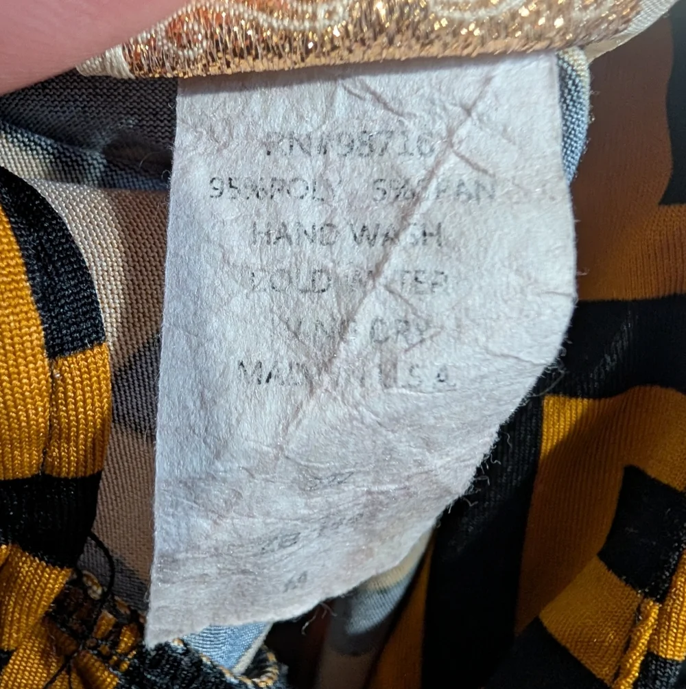 Avant Garde Geometric Print Bubble Hem Dress Zip Front Artwear Mustard Black M - Picture 9 of 9